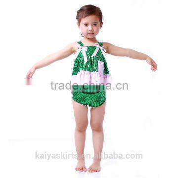 Multicolored high quality unique mermaid tank bowknot kids one pieces infant rompers set