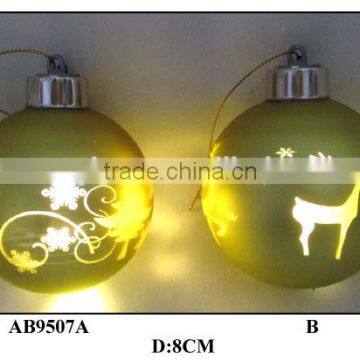 Hand Painted Glass item with LED Light GOLD