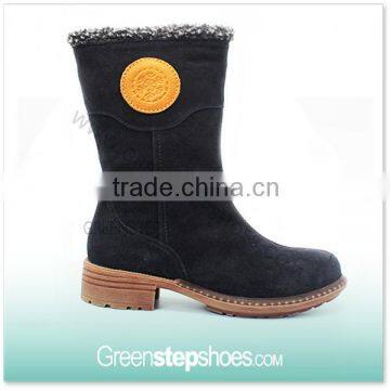 High Quality Navy Blue Cow Suede Boots Fashion Boot For Women