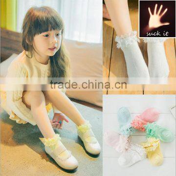 Lovely new cartoon mouse kids socks fuzzy socks new design flower lace children fancy socks