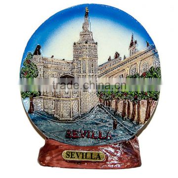 custom ceramic souvenir 3D plate Spain. Sevilla (Diameter 10 cm, Undetachable Stand)