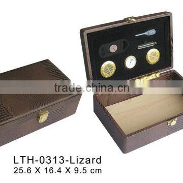 Custom leather cigar humidor with accessories