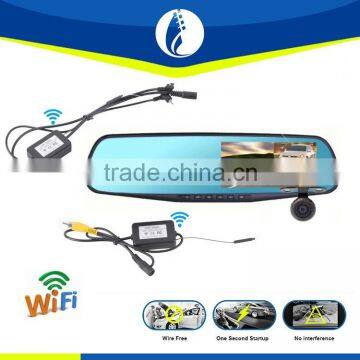 4.3inch rear view mirror with wifi wireless reversing backup camera