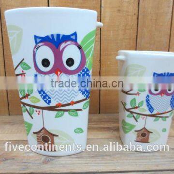 New owl decal vase home decorative flower vase cute flower pot