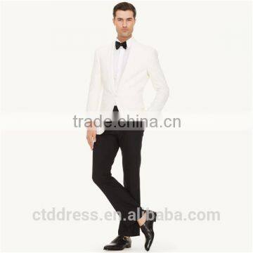 2014 Top Quality 100% wool White summer wedding suits men