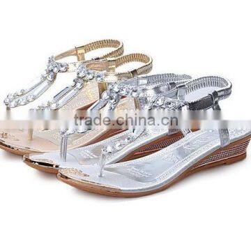 2015 Summer comfort flip flops sandals diamond metal edging sandals