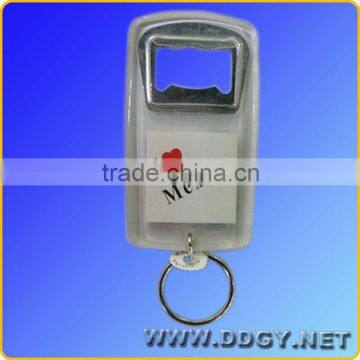 Acrylic can custom logo bottle opener with key chain