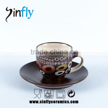 Hot selling hand-painted ceramic tea coffee cup and saucer wholesale