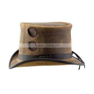 Suede Bullhide Leather TOPPER "Steampunk" TOP HAT