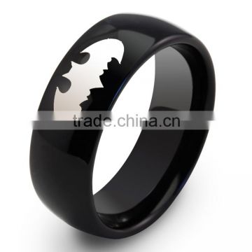 Wood inlay black ceramic ring 10mm