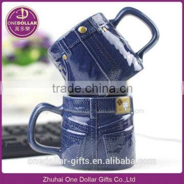 Vintage Blue Jeans Ceramic Coffee Milk Mug