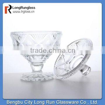 LongRun 2015 new design personalized embossed pattern glass candy dish