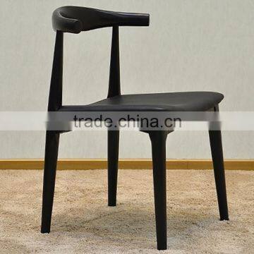 Replica Hans Wegner Elbow Chair with Faux Leather Seat