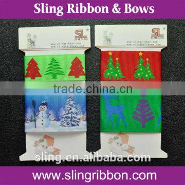 Printed Grosgrain Ribbon On Card For Christmas