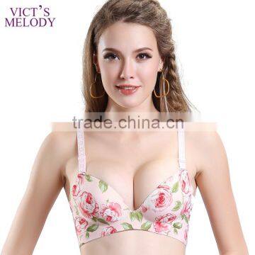 one piece seamless bra with flower printing