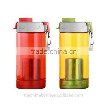 Top grade 400ml tritan water bottle with tea filter for outdoor