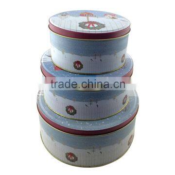 SGS approved Christmas round cookie tin cans set