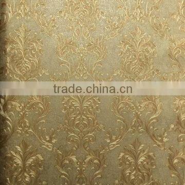 vinyl wallpaper with golden European flowers for house