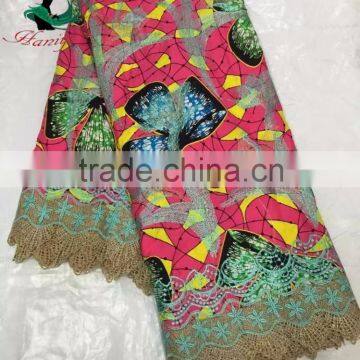 2016 Haniye JFWL-125 Hot Sale African Lace Fabric Holland Wax Mix lace Ankara With Lace