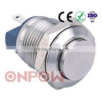 ONPOW 12mm momentary high head waterproof stainless steel metal pushbutton switch 2 pin terminals ( GQ12-AH-10/J/S) CE, RoHS