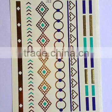 Non-toxic Flash Body Gold Temporary Tattoos Custom Metal Logo Stickers photo-4