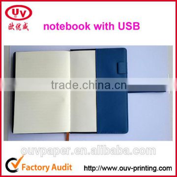 2016 a5 pu leather notebook in gift set with USB