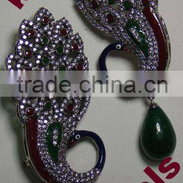 peacock style ear cover earring