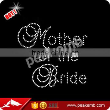 Best Quality DMC Rhinestone Iron on Mother of the Bride Appliques Templetes for Wedding Dress