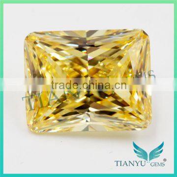 Wholesale Synthetic Heat Zircon Stone Yellow Rectangle CZ Gemstones Loose Cubic Zirconia Jewelry Price