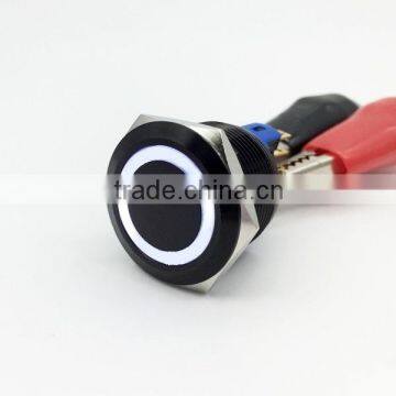 QN22-A1black aluminum white ring led pin plated gold push button switch