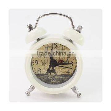 2016 hot selling 5*7.5cm white iron alarm clock $1.0