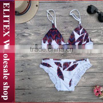 2017 Newest red feather sexy print girls swimwear BI217