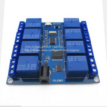 8-way 5v relay module PC control board with indicator relay output DC / USB interface