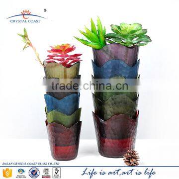 spray paint colored terrarium vase flower with hand cutting art