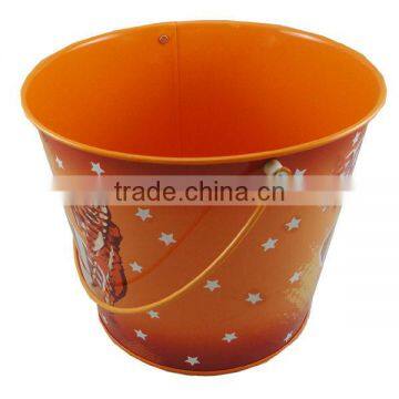 colored trash metal pail with handle