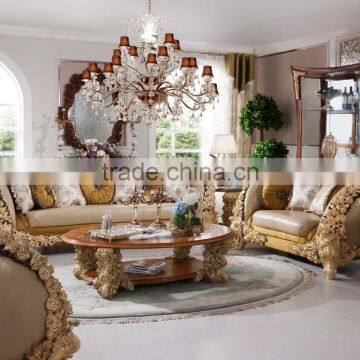 French Style Luxury Living Room Wooden Sofa Furniture, Solid Wood Hand Carved Sofa Set photo-2