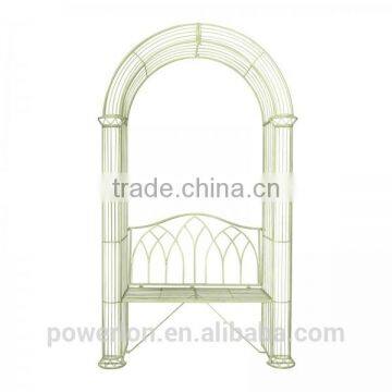 Garden Wrought Iron Pastel Green Garden Arch Outdoor Archway With Bench