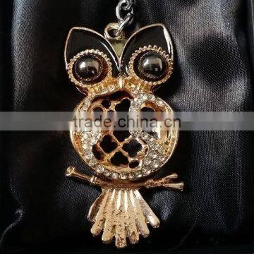 jewelled metal night owl key chain