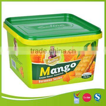 Food Grade pp Plastic Cookie Container With IML Logo Design photo-2