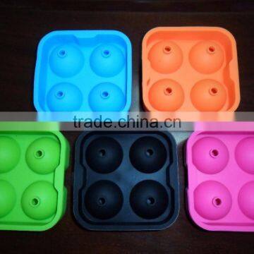 New Round Ice Balls Maker Silicone Tray Four Large Sphere Molds photo-3