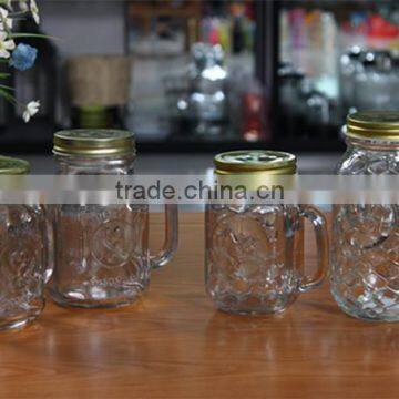 wholesale glass mason jar with handle, glass mason jar with straw