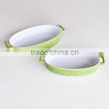 Set of 3 Oval Shape Bake Dish, Stoneware With Solid Color photo-2