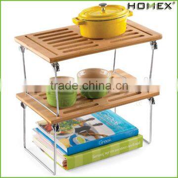 Bamboo stackable shelves for kitchen Homex-BSCI