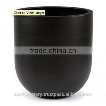 Bullet Glazed Ceramic Planter in Black