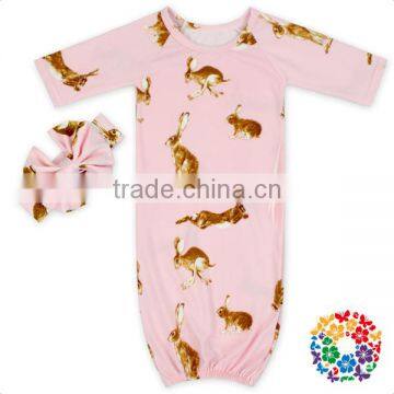 Long Sleeves Infant Toddle Baby Beige Sleeper Gowns photo-5
