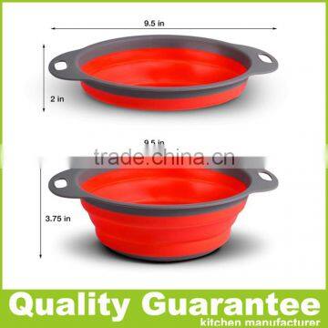 Customized Color Silicone Colander Collapsible Plastic Silicone Strainer photo-4
