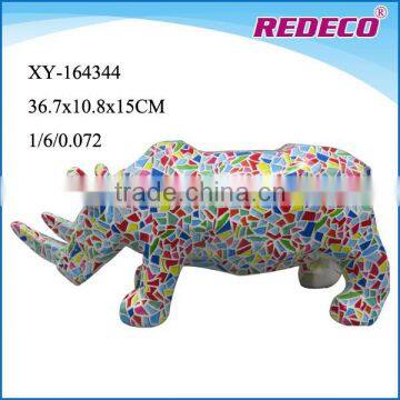 Large Resin Water Transfer Printing Rhinoceros Statue