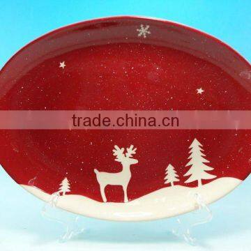 Christmas Oval ceramic plate