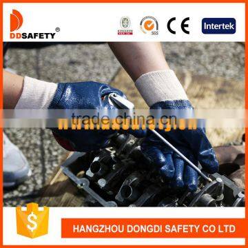 DDSAFETY 2017 Cotton Liner With Blue Nitrile Coated Anti Oil Safety Working Glove For Industry photo-2
