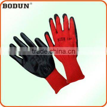 A1005 black rubber palm and fingertips coated nylon gloves